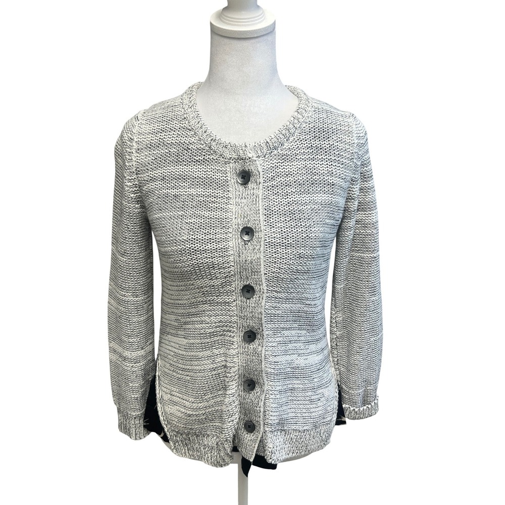 Field Flower Anthropologie Cardigan Sweater Grey Space Dye Sz S Boho Cottagecore